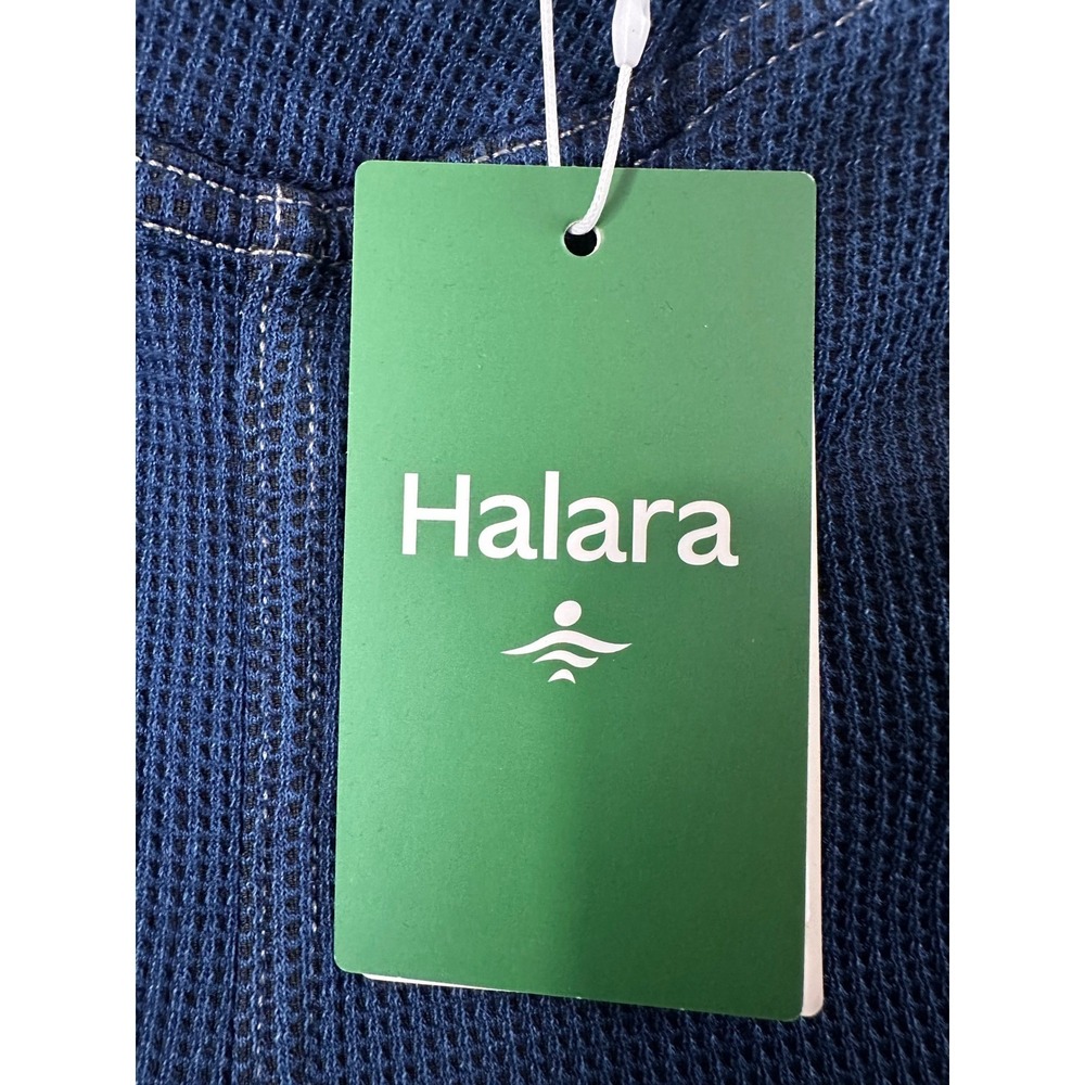 Halara Crossover Waist Waffle Knit Flare Pants Women M Reg Navy Blue Stretch NEW - Picture 2 of 14